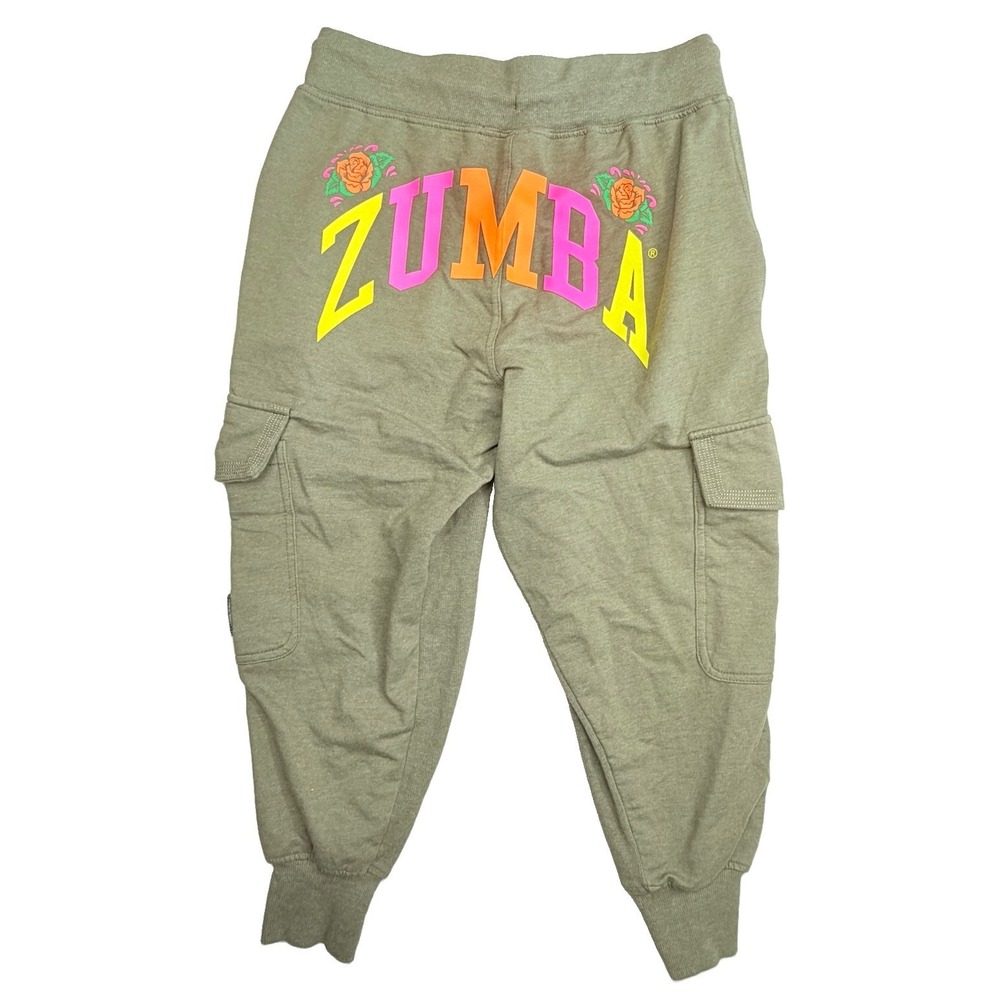 Zumba Wear XSpicy Cargo Jogger Pants Women's XS Olive Floral Dance Fitness